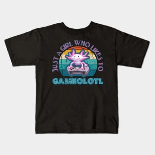 Axolotl Just a Girl who likes to Gameolotl Game A Lot Kids T-Shirt